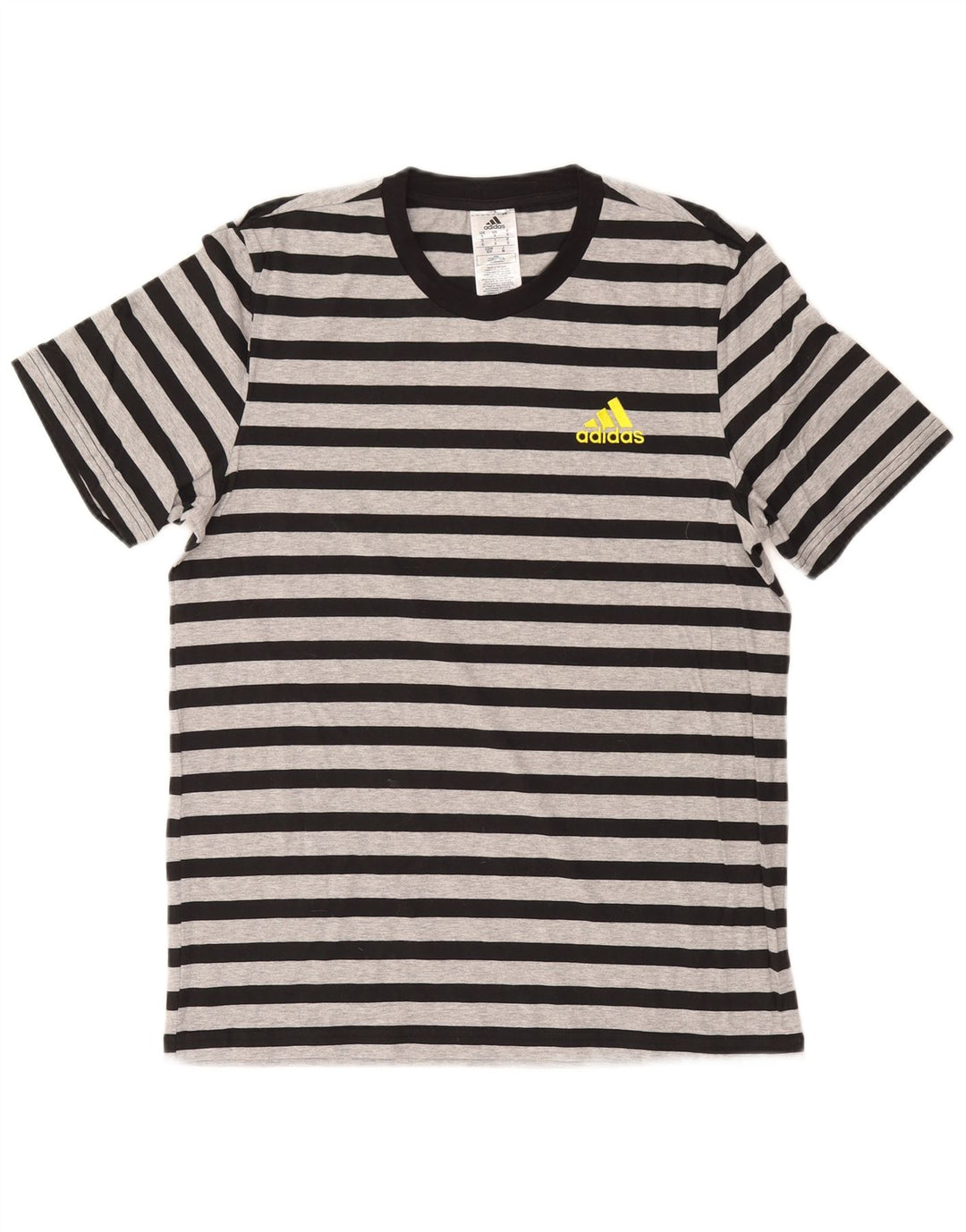 ADIDAS Mens T-Shirt Top Small Grey Striped Cotton