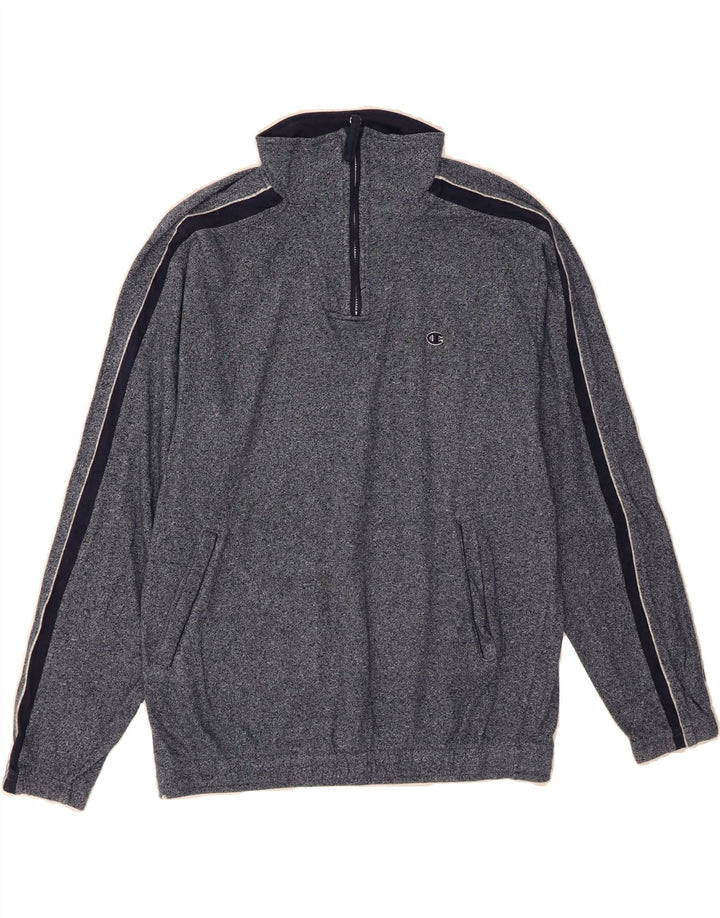 CHAMPION Mens Zip Neck Sweatshirt Jumper Medium Navy Blue Cotton Vintage Champion and Second-Hand Champion from Messina Hembry 