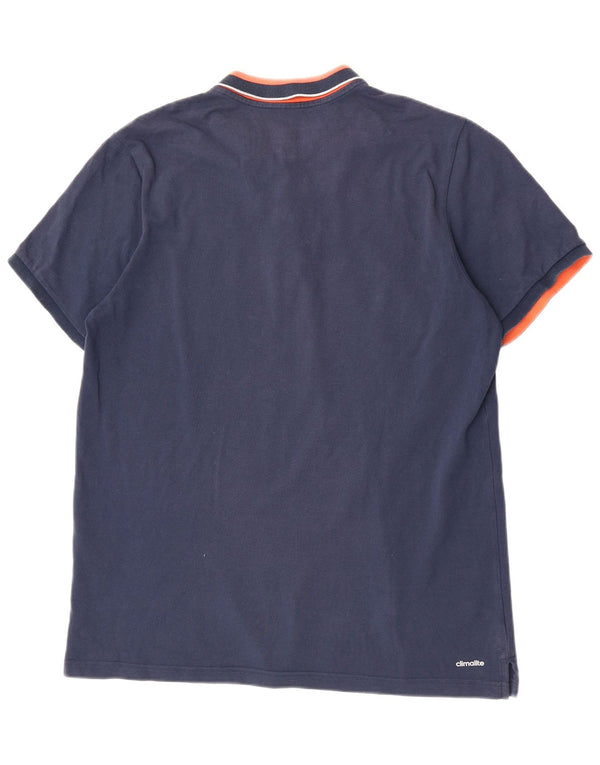 Мужская рубашка-поло Adidas Climalite XL, темно-синяя, хлопок с цветными блоками