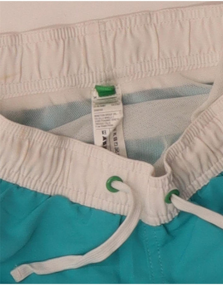 BENETTON Шорты для плавания с графическим рисунком для мальчиков 8–9 лет, синие с цветными блоками