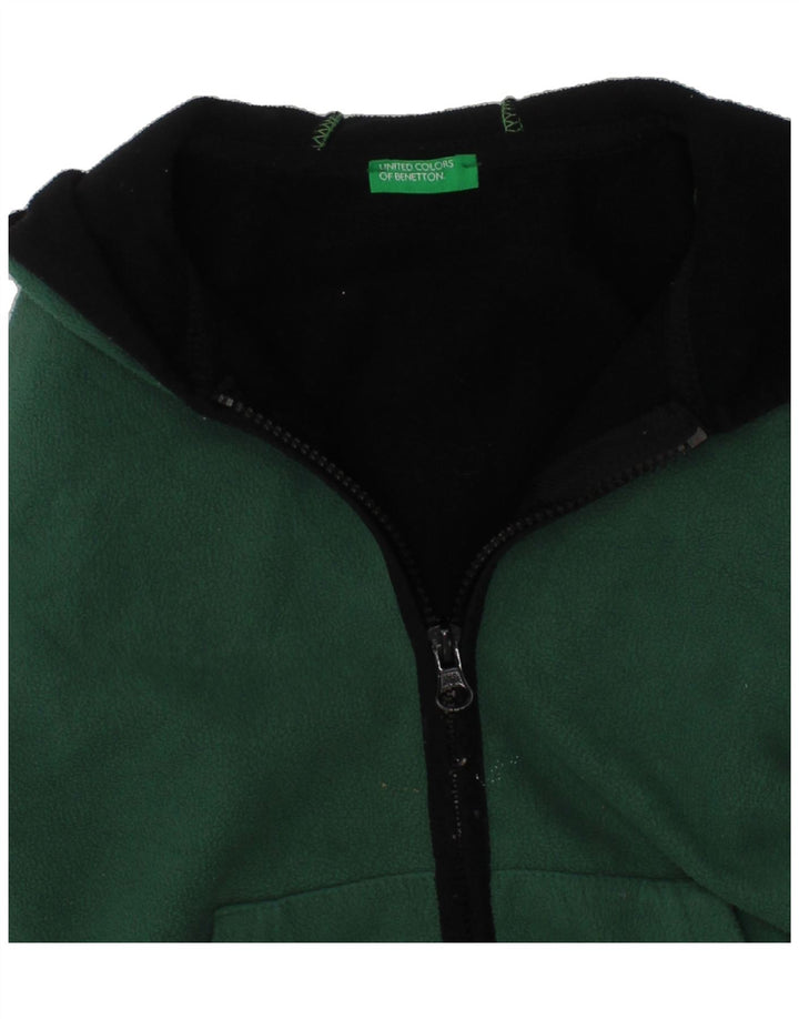 BENETTON Boys Hooded Fleece Jacket 3-4 Years 2XS Green Polyester Vintage Benetton and Second-Hand Benetton from Messina Hembry 