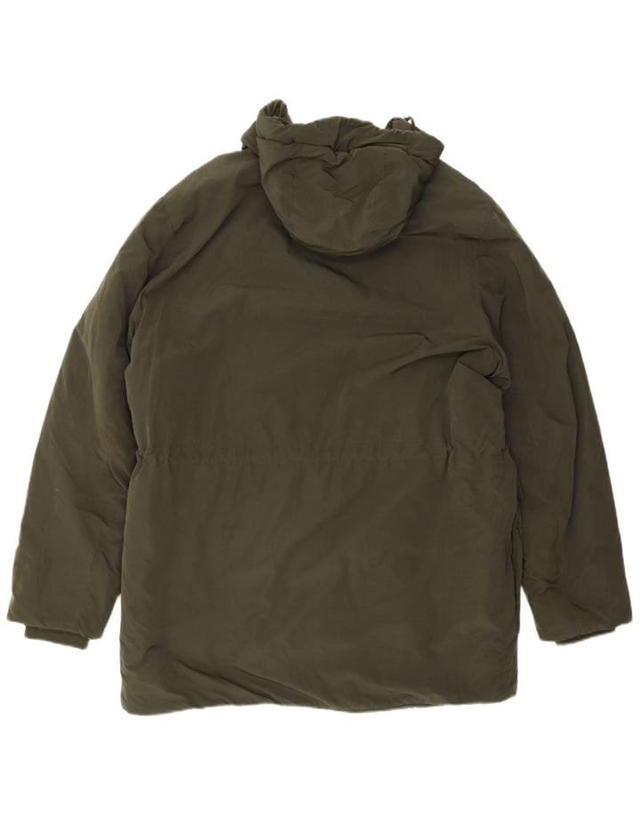 Мужское стеганое пальто с капюшоном Zara UK 40, большое зеленое