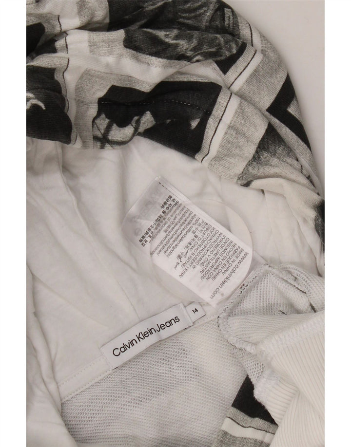 Джемпер с капюшоном и рисунком Calvin Klein Jeans для мальчиков, 13–14 лет, серый в стиле пэчворк