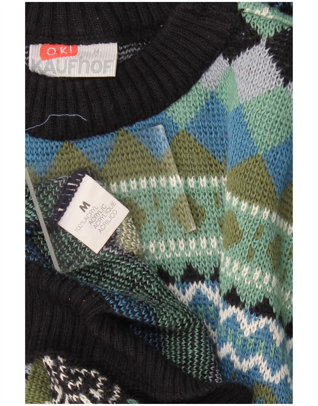 ВИНТАЖНЫЙ мужской джемпер с круглым вырезом, средний разноцветный геометрический свитер