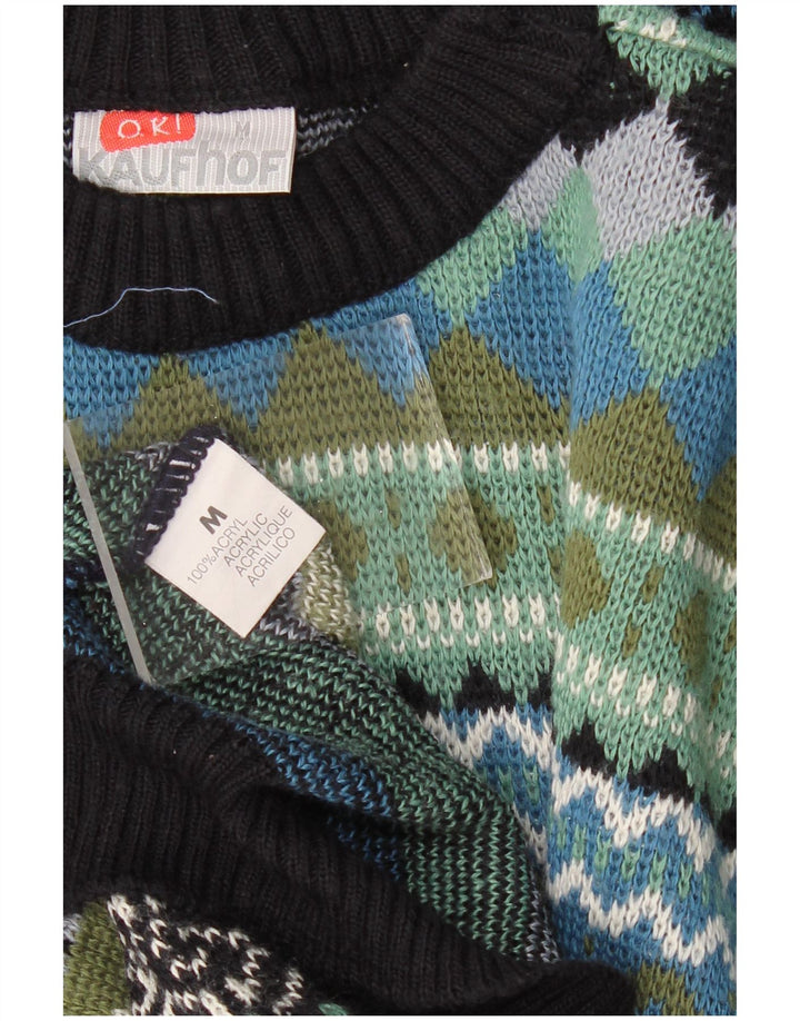 ВИНТАЖНЫЙ мужской джемпер с круглым вырезом, средний разноцветный геометрический свитер