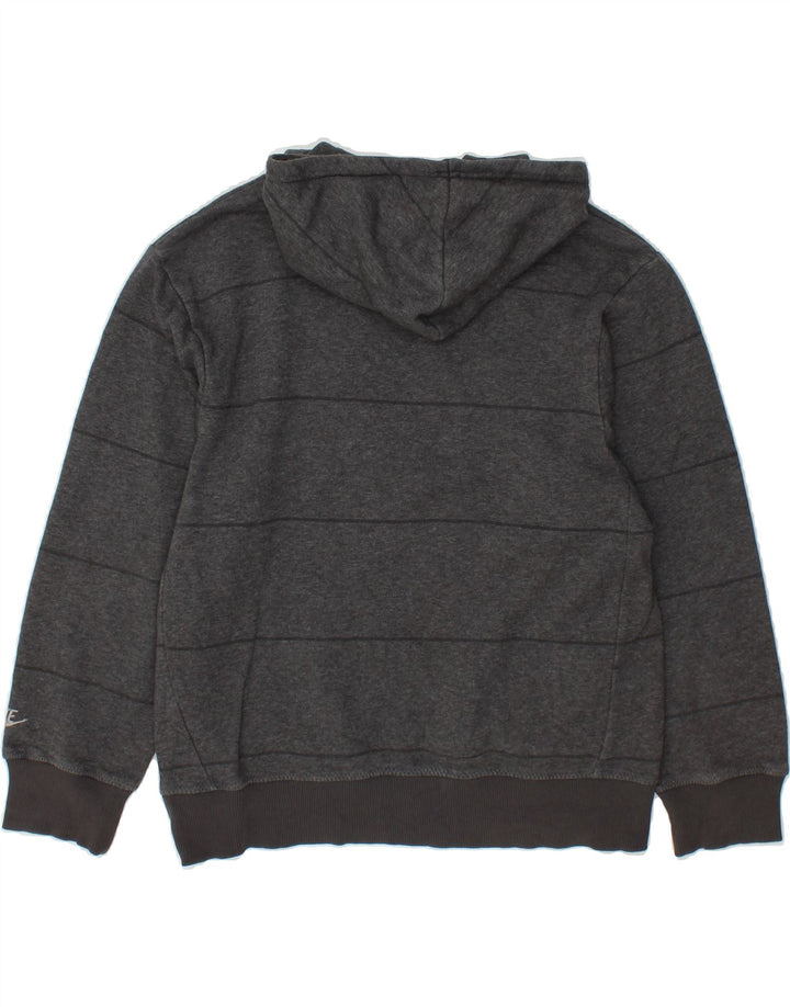 NIKE Boys Graphic Hoodie Jumper 10-11 Years Medium Grey Striped Vintage Nike and Second-Hand Nike from Messina Hembry 