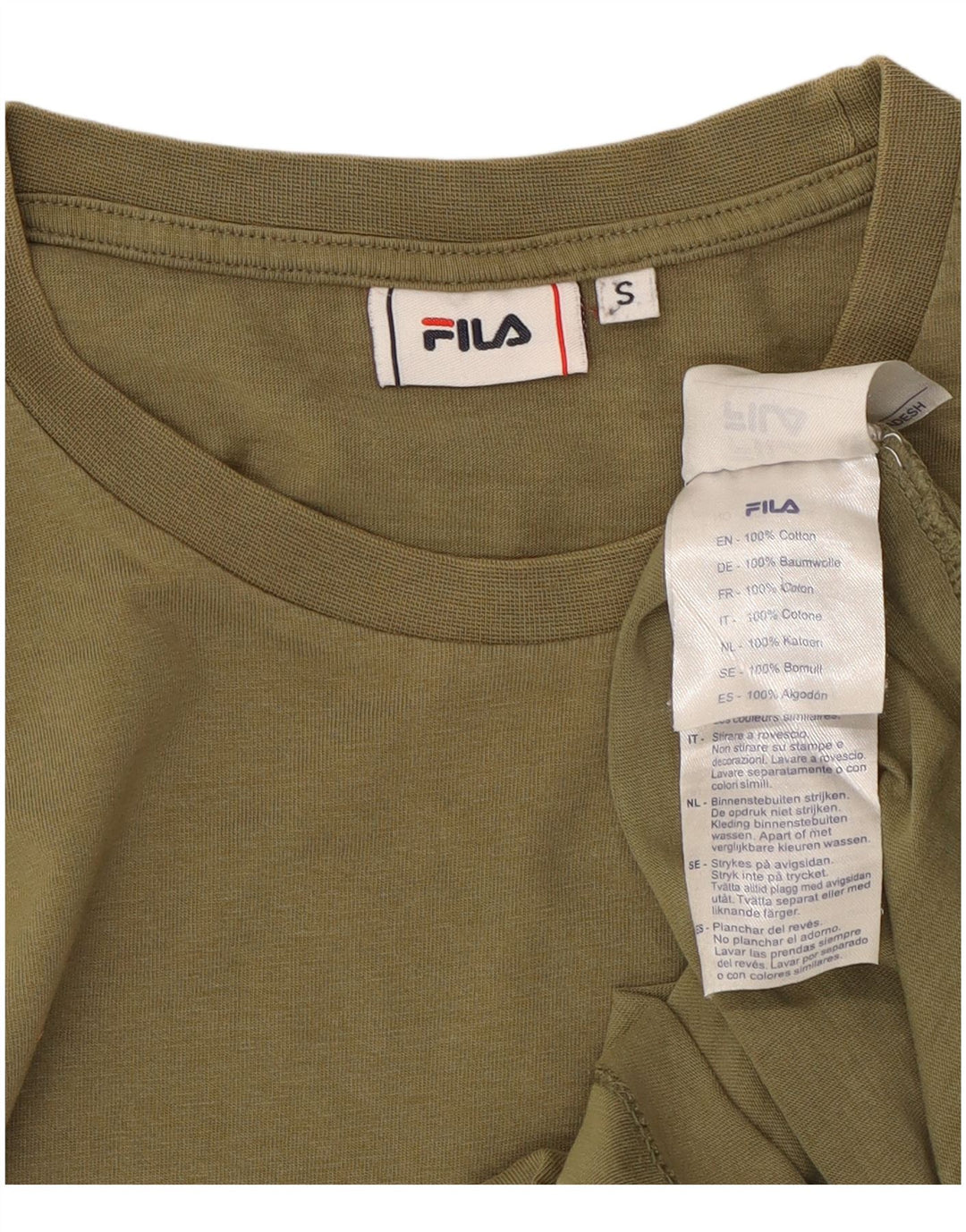 FILA Mens Graphic T-Shirt Top Small Khaki Cotton