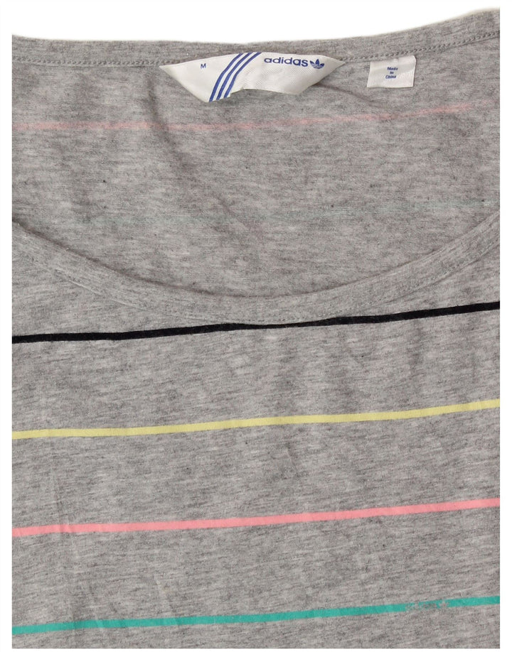 Женское платье-футболка ADIDAS UK 14, хлопковая полоска среднего серого цвета