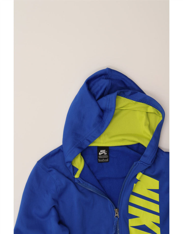NIKE Boys Graphic Zip Hoodie Sweater 10-11 Years Medium  Blue Polyester Vintage Nike and Second-Hand Nike from Messina Hembry 