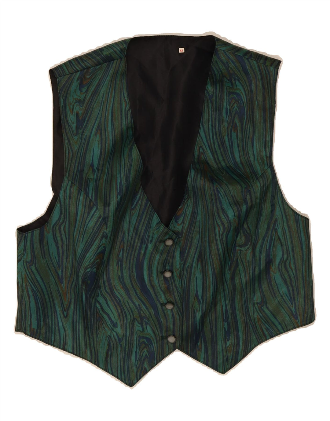 VINTAGE Womens Abstract Pattern Waistcoat IT 42 Medium Green Polyester Vintage Vintage and Second-Hand Vintage from Messina Hembry 