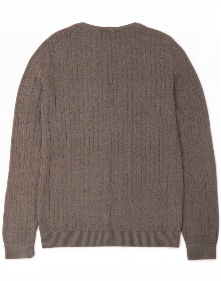 Мужской джемпер с круглым вырезом Jack & Jones, хлопковый свитер среднего серого цвета