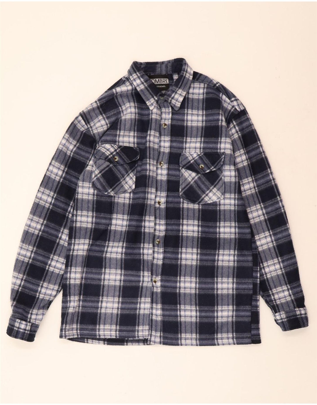 VINTAGE Mens Fleece Shirt XL Blue Check Polyester Vintage Vintage and Second-Hand Vintage from Messina Hembry 