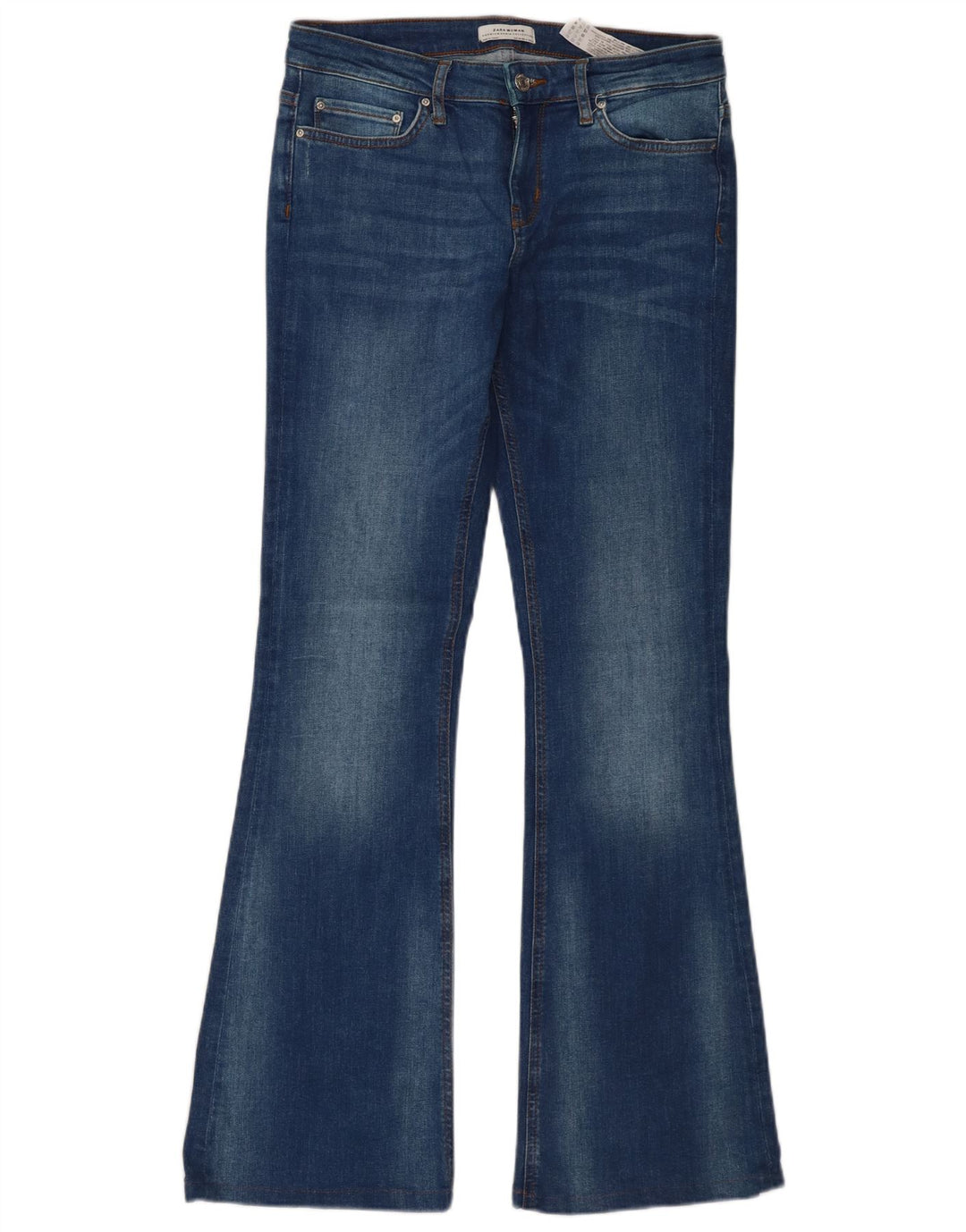 Женские расклешенные джинсы Zara EU 38, маленькие W28 L32, синие, хлопок