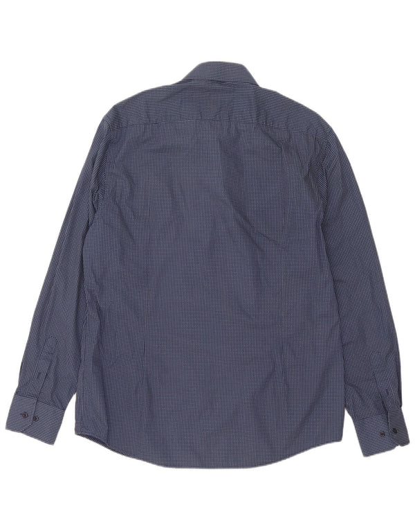 Мужская рубашка Coveri, размер 43, 44 XL, хлопковая синяя пятнистая ткань