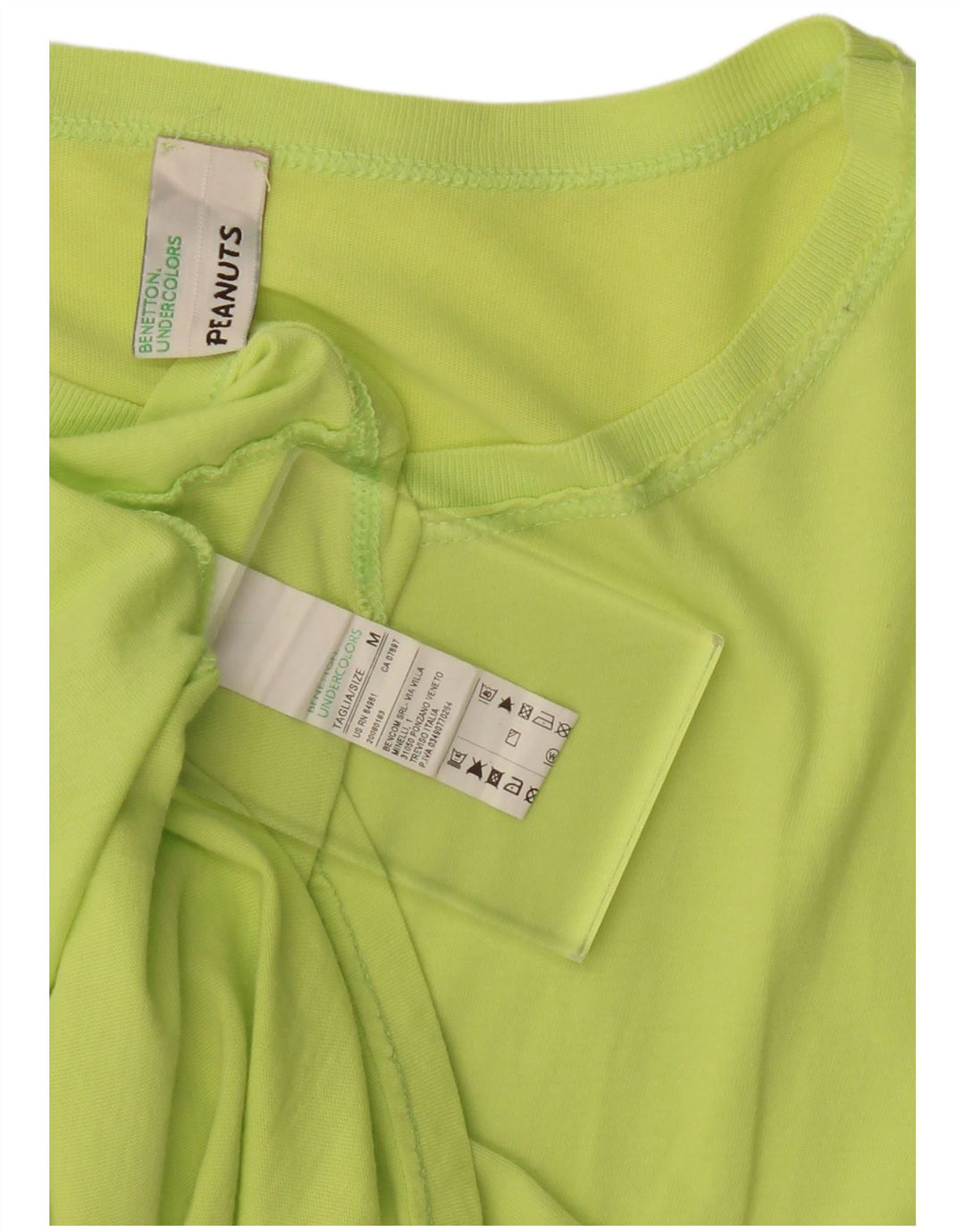 BENETTON Womens Peanuts Graphic Top Long Sleeve UK 14 Medium Green Cotton