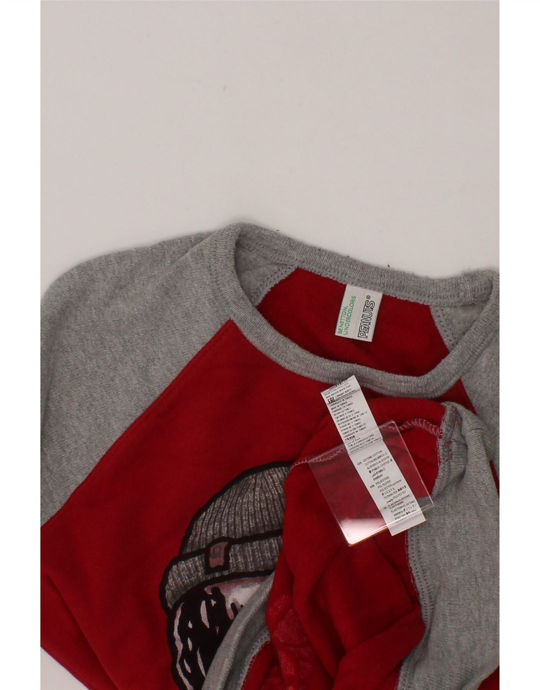 BENETTON Boys Graphic Sweatshirt Jumper 8-9 Years Large Red Colourblock Vintage Benetton and Second-Hand Benetton from Messina Hembry 