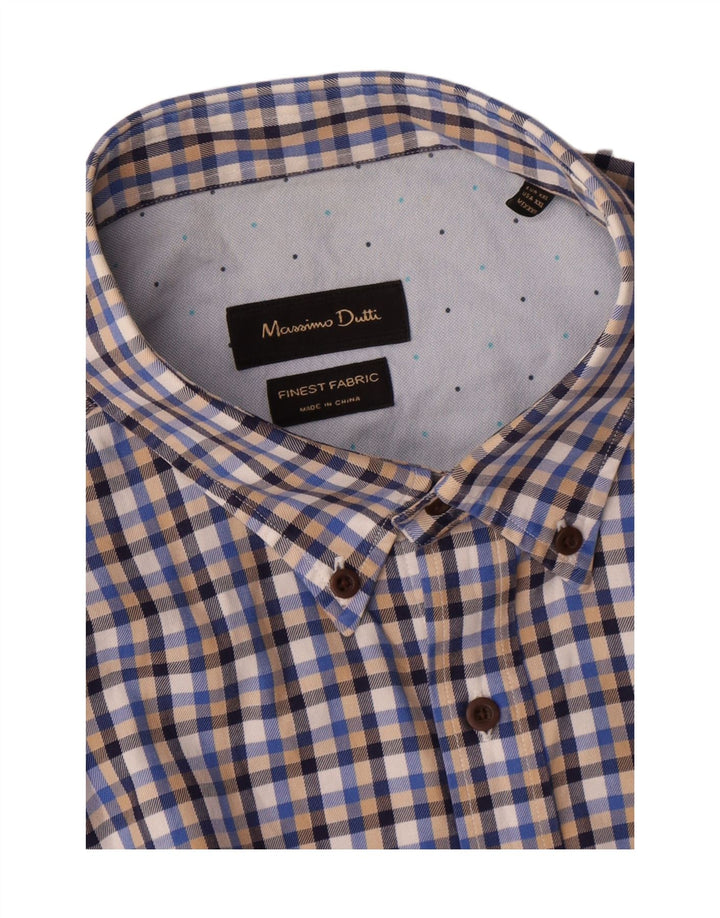 Мужская рубашка Massimo Dutti 2XL синяя в клетку