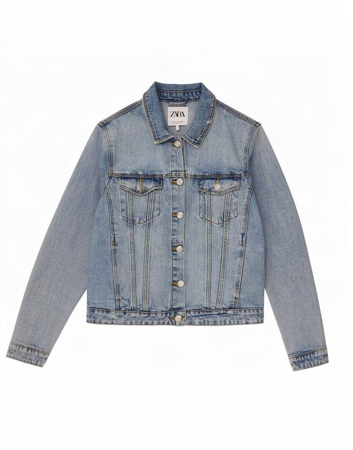 Женская джинсовая куртка Zara UK 10, маленькая синяя