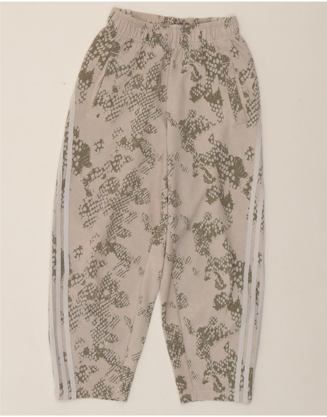 Женские спортивные брюки ADIDAS UK 4/6 XS, бежевый камуфляжный хлопок