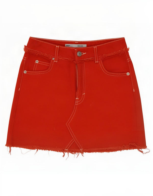 Женская джинсовая мини-юбка Topshop Petite UK 4 XS W26 Оранжевая, хлопок