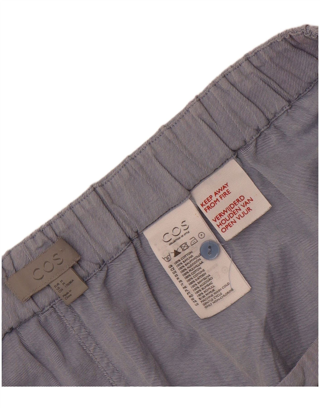 COS Womens Straight Casual Trousers Medium W30 L29 Blue Cotton