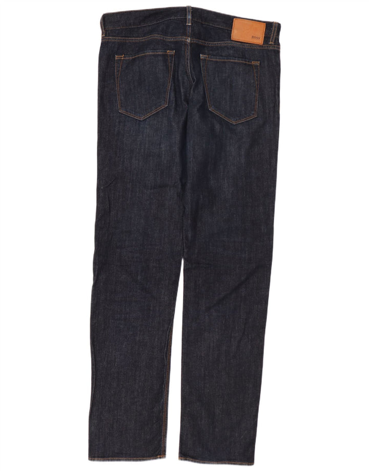 Мужские прямые джинсы HUGO BOSS W34 L34 темно-синие, хлопок
