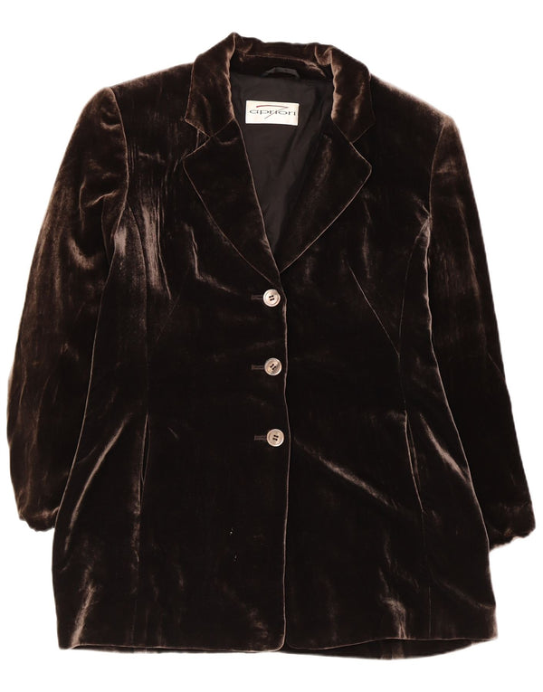 Женский пиджак APRIORI на 3 пуговицах UK 14, большой коричневый шелковый цвет