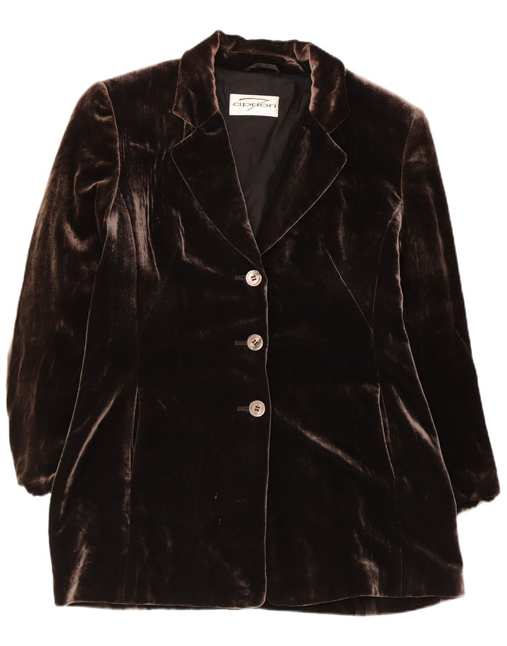 Женский пиджак APRIORI на 3 пуговицах UK 14, большой коричневый шелковый цвет