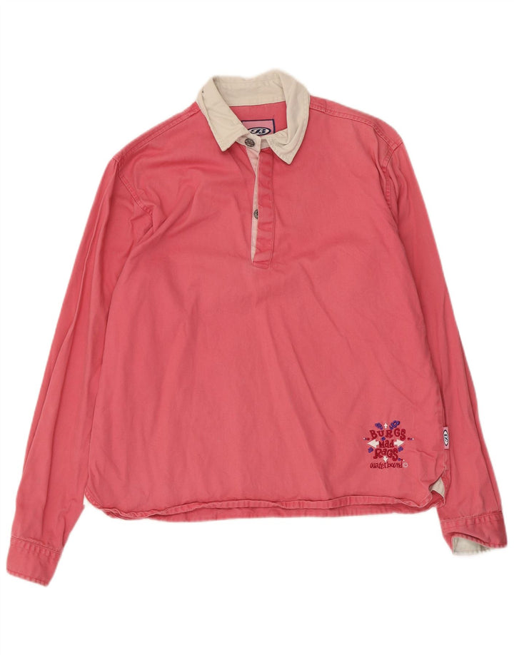 Винтажная женская пуловерная рубашка с графическим рисунком, Великобритания, 16 больших розовых цветов, хлопок