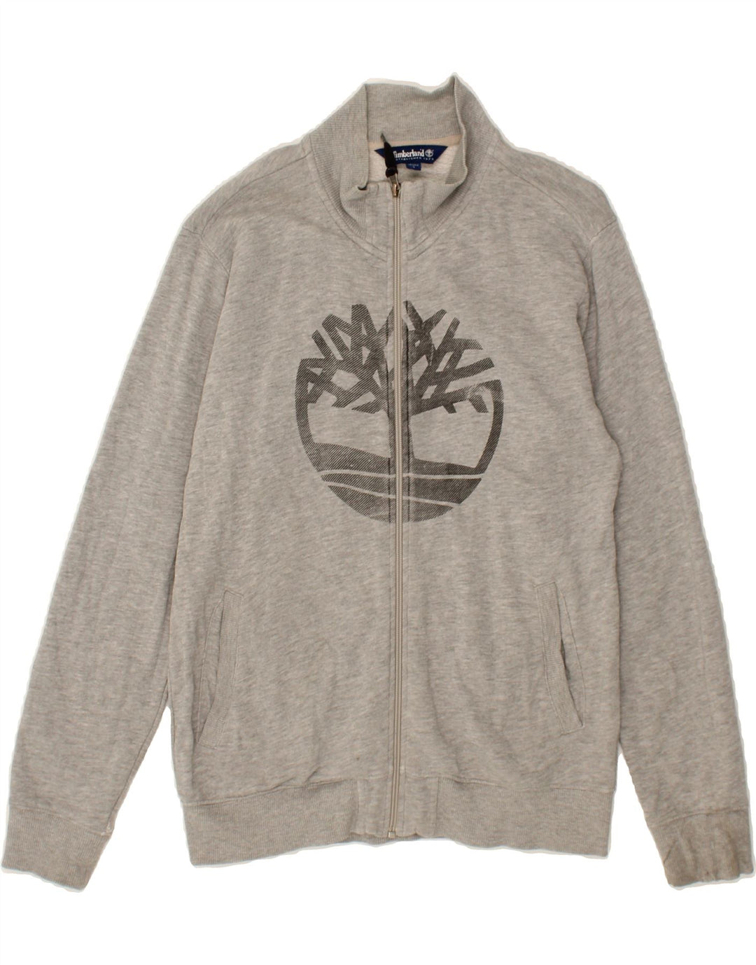 TIMBERLAND Boys Graphic Tracksuit Top Jacket 13-14 Years Small Grey Cotton Vintage Timberland and Second-Hand Timberland from Messina Hembry 