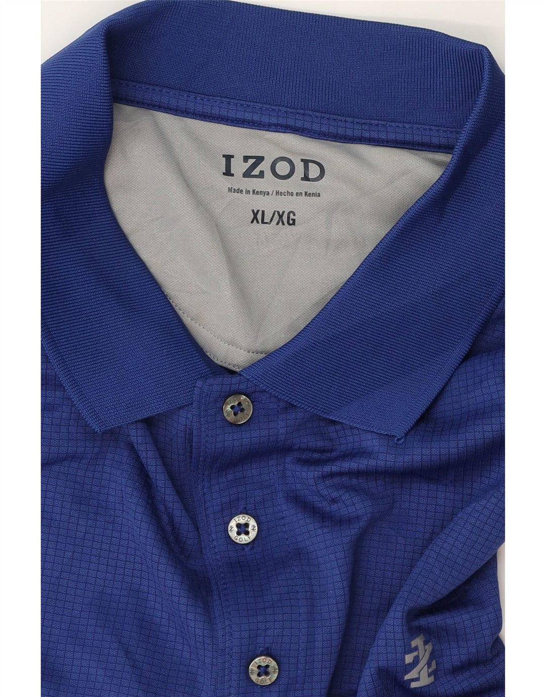 Мужская рубашка поло Izod XL, синяя, полиэстер в мелкую клетку
