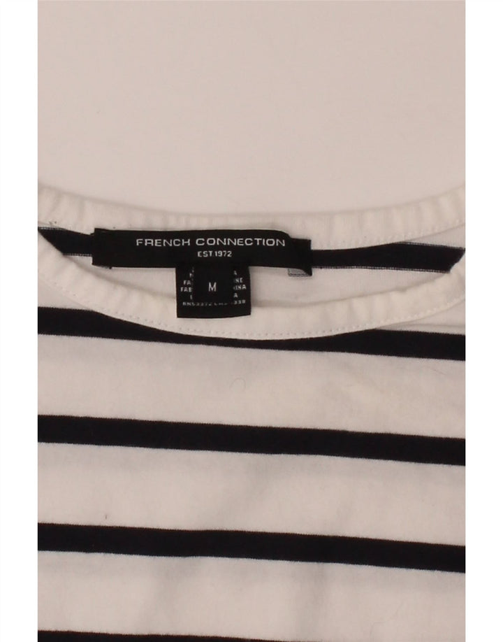 FRENCH CONNECTION Womens Crop Top Long Sleeve UK 14 Medium White Striped Vintage French Connection and Second-Hand French Connection from Messina Hembry 