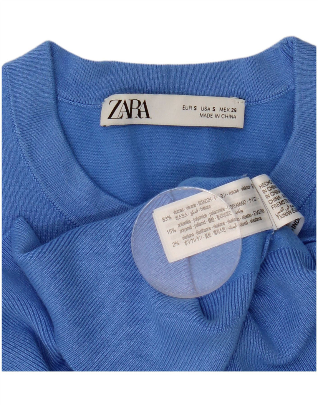 Женский джемпер с круглым вырезом Zara UK 10, маленький синий вискоза