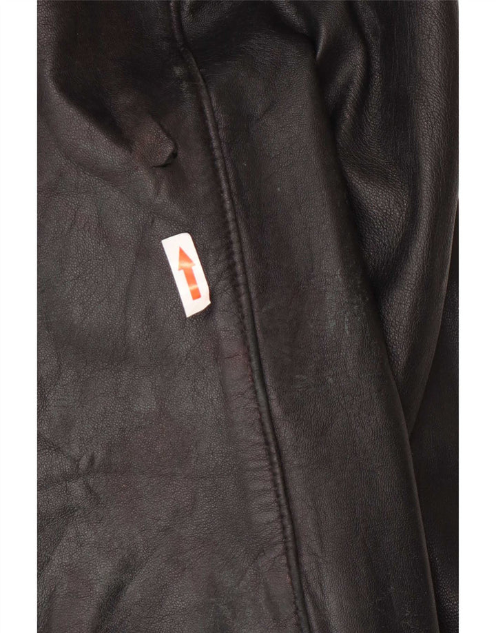 Kiros Женское кожаное пальто оверсайз с капюшоном IT 48 XL Черное