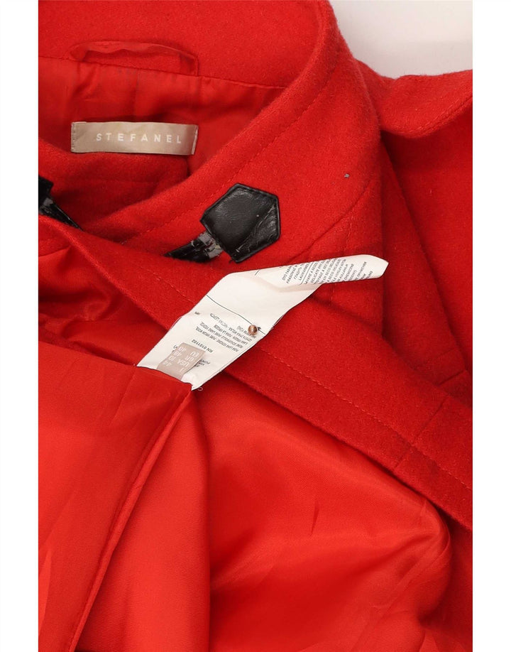 Женская дафлкот с капюшоном Stefanel IT 48 XL Красная шерсть из натуральной шерсти