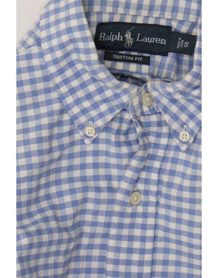 Мужская рубашка на заказ Ralph Lauren, маленькая синяя хлопковая клетка в мелкую клетку