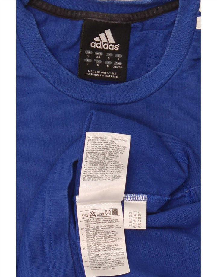 Мужской топ с рисунком Adidas, маленький синий хлопок с длинным рукавом