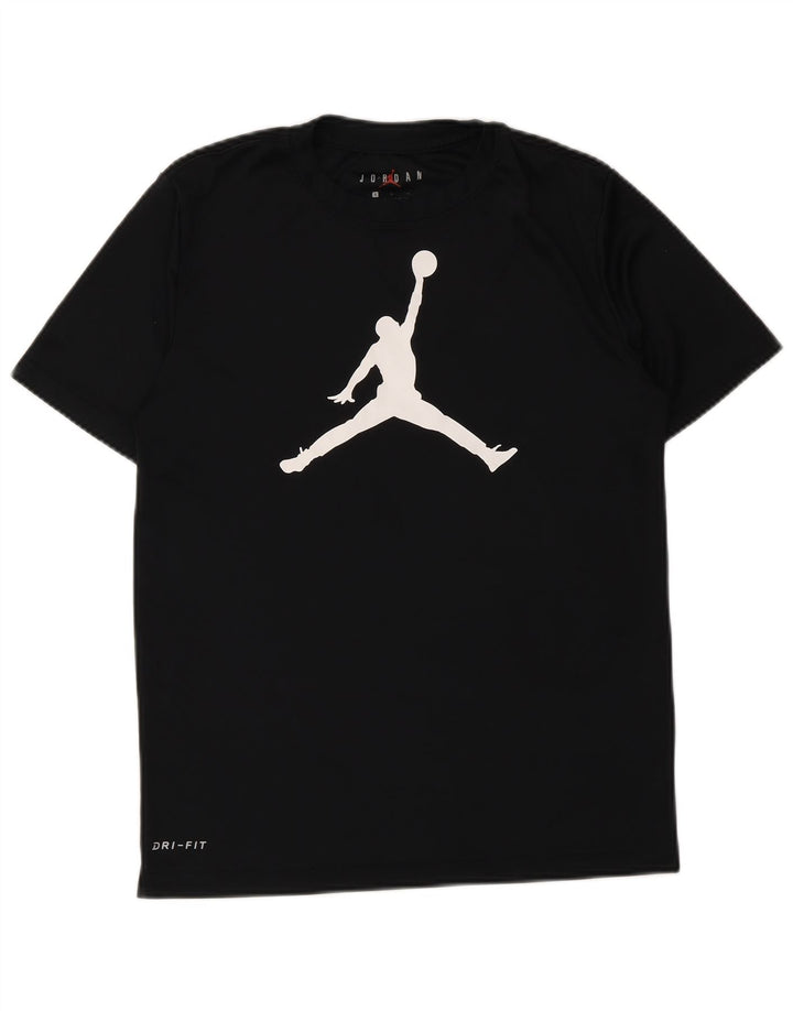 Футболка с рисунком Jordan Dri Fit для мальчиков, топ 12–13 лет, большой черный полиэстер
