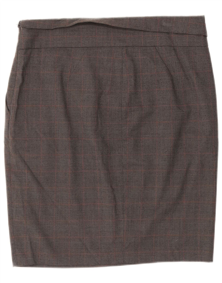 BENETTON Womens Pencil Skirt IT 44 Medium W34 Grey Check Polyester