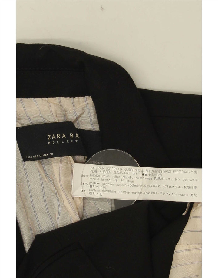Женский пиджак Zara на 1 пуговице UK 12, средний черный хлопковый пиджак