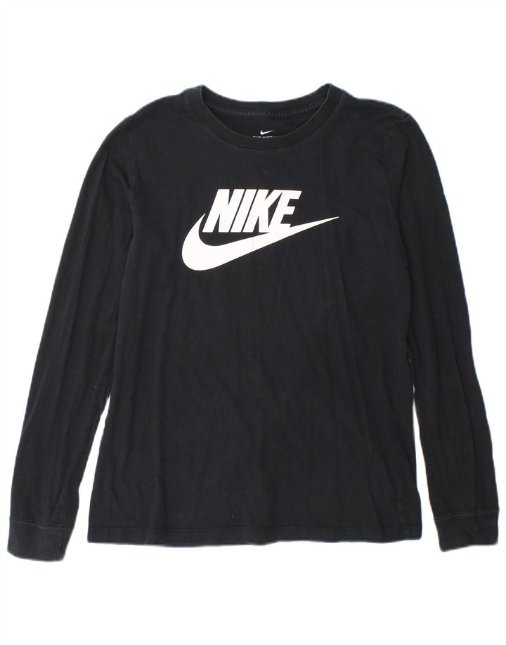Женский топ с длинным рукавом с графическим рисунком Nike UK 10, маленький черный, хлопок
