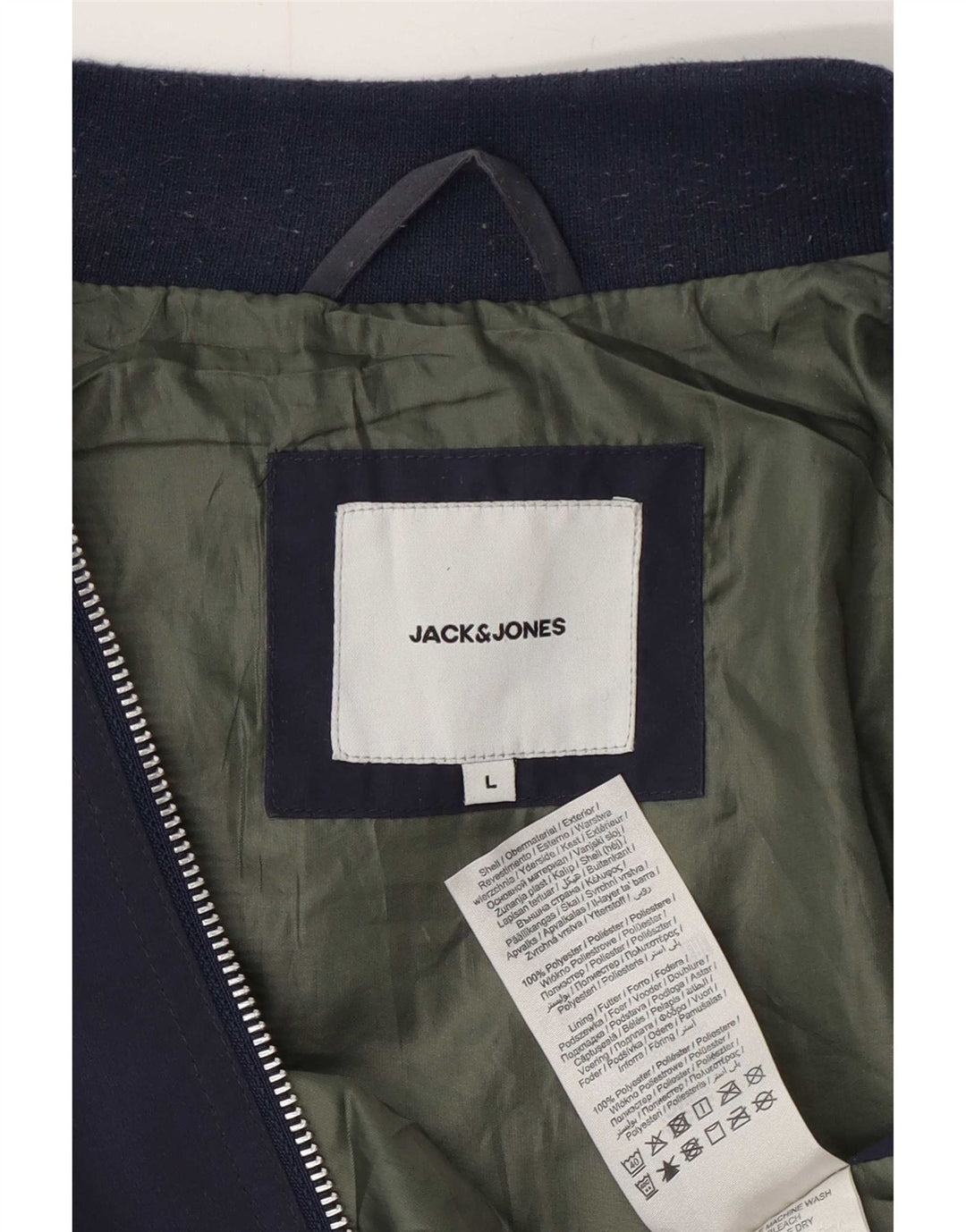 Мужская куртка-бомбер Jack & Jones UK 40, большая темно-синяя, полиэстер