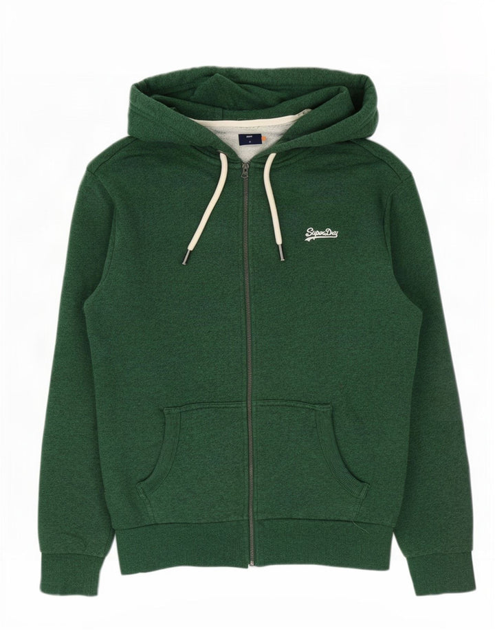 Мужской свитер с капюшоном на молнии Superdry, средний зеленый хлопок, хлопок