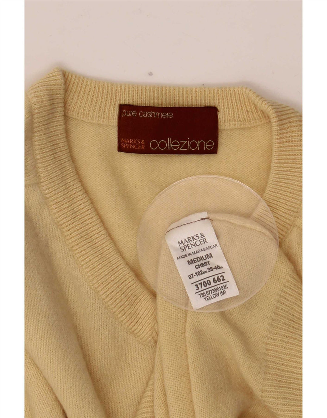 Мужской джемпер с v-образным вырезом Marks & Spencer, средний желтый кашемировый свитер