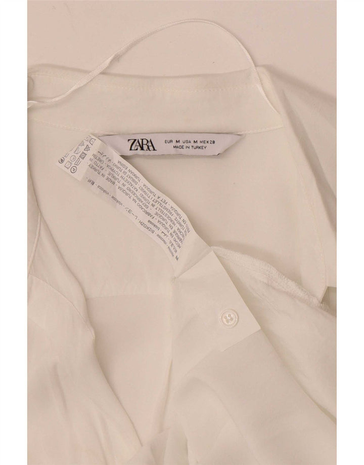 Женская блузка-рубашка Zara UK 12, средний белый цвет, вискоза