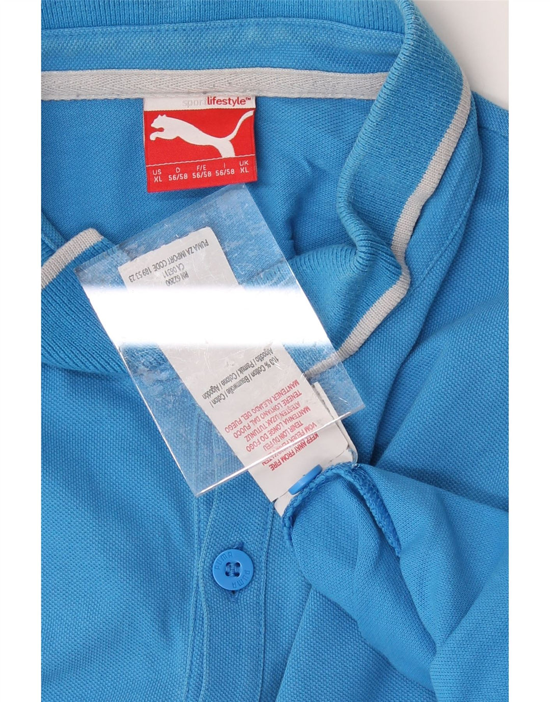 PUMA Mens Polo Shirt XL Blue Cotton Vintage Puma and Second-Hand Puma from Messina Hembry 