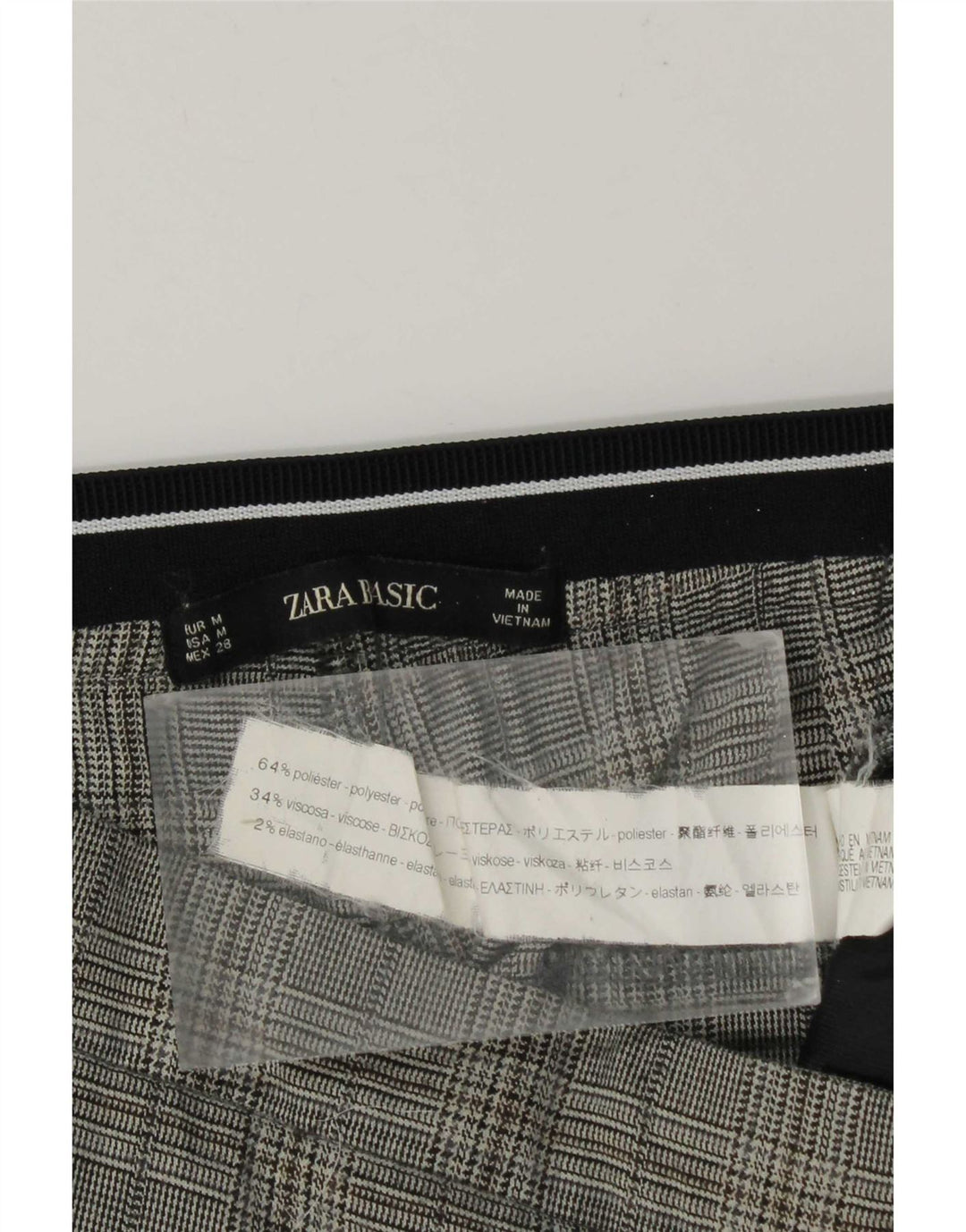 Женские прямые костюмные брюки Zara Medium W28 L27, серые, полиэстер в клетку