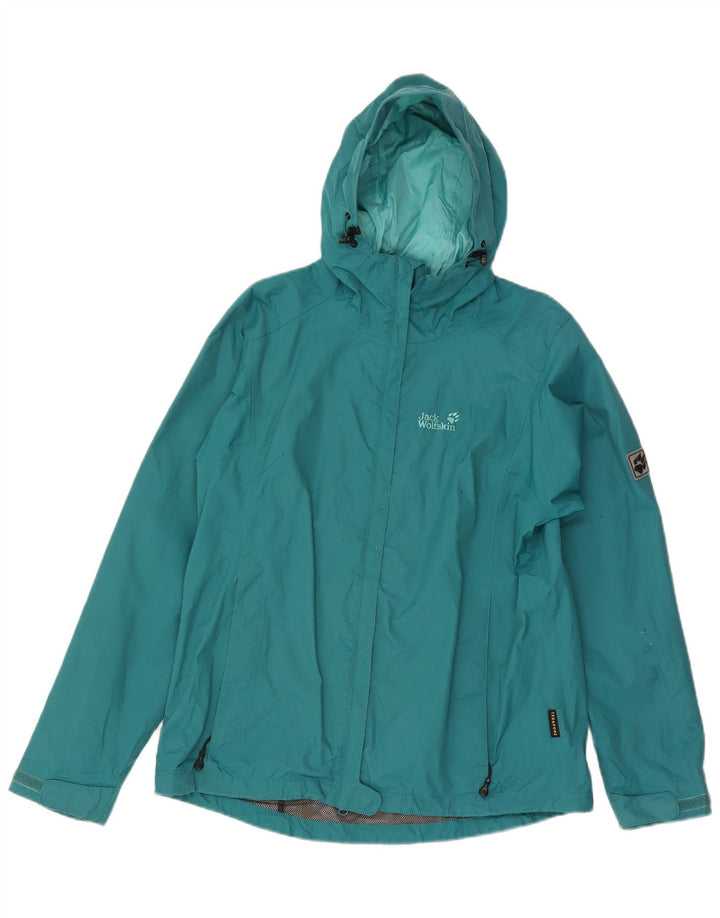 Женская дождевик с капюшоном Jack Wolfskin UK 18 XL бирюзовый полиамид
