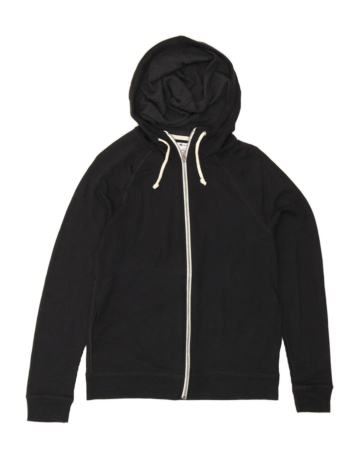 CHAMPION Womens Zip Hoodie Sweater UK 12 Medium Black Viscose Vintage Champion and Second-Hand Champion from Messina Hembry 