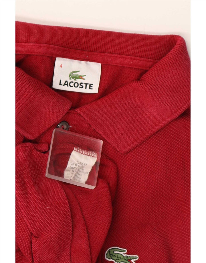 Мужская рубашка-поло Lacoste, размер 4, средний бордовый хлопок, хлопок